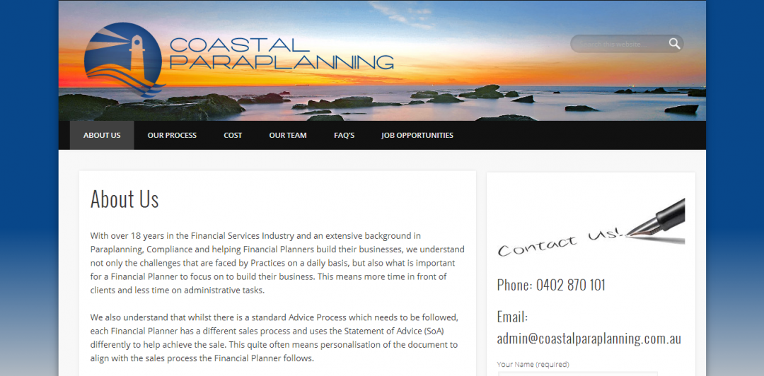 coastal paraplanning web design project